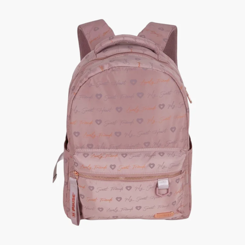 بوز Printed Backpack with Adjustable Straps and Zip Closure - 6x12x21 cms